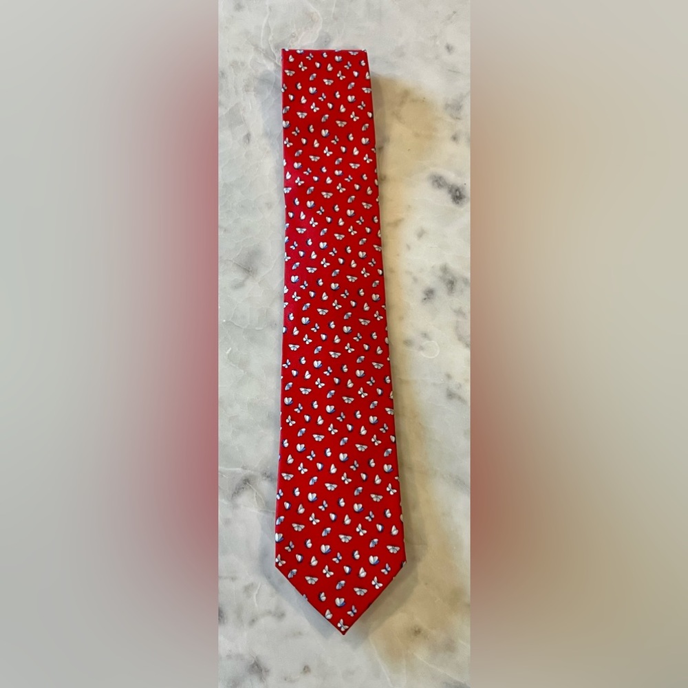 Salvatore Ferragamo bright red 100% silk butterfly tie excellent condition
